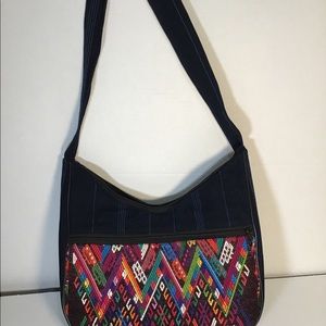 Jean bag sling style embroidered tapestry